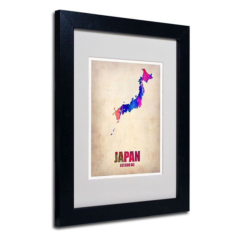 Trademark Fine Art 'Japan Watercolor Map' 11" x 14" Black Frame Art image 1