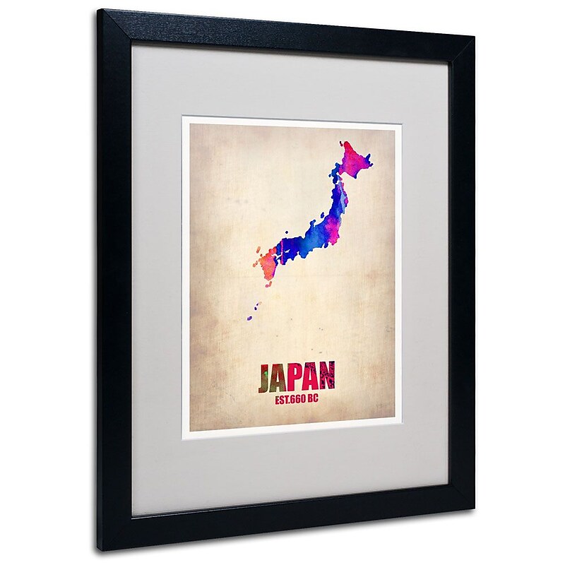 Trademark Fine Art 'Japan Watercolor Map' 16" x 20" Black Frame Art image 1