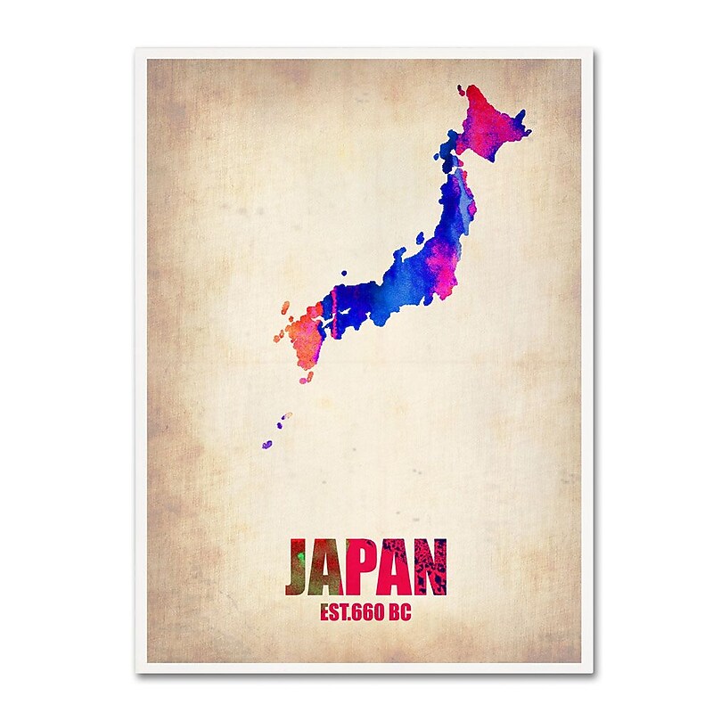 Trademark Fine Art 'Japan Watercolor Map' 18" x 24" Canvas Art image 1