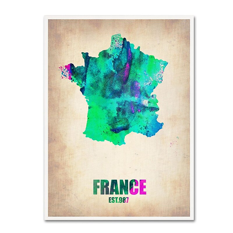 Trademark Fine Art 'France Watercolor Map' 14" x 19" Canvas Art image 1