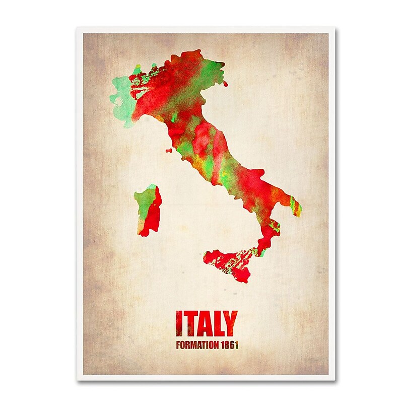 Trademark Fine Art 'Italy Watercolor Map' 24" x 32" Canvas Art image 1