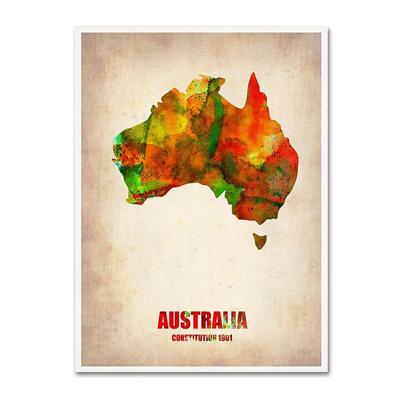 Trademark Fine Art 'Australia Watercolor Map' 24" x 32" Canvas Art image 1