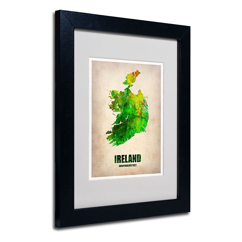 Trademark Fine Art 'Ireland Watercolor Map' 11" x 14" Black Frame Art image 1
