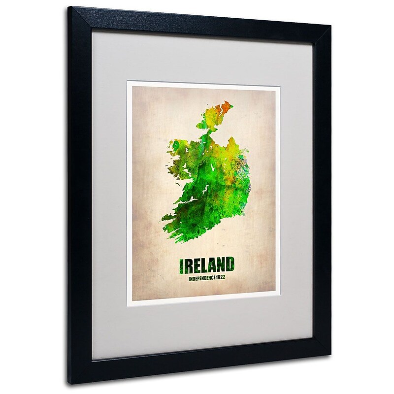 Trademark Fine Art 'Ireland Watercolor Map' 16" x 20" Black Frame Art image 1