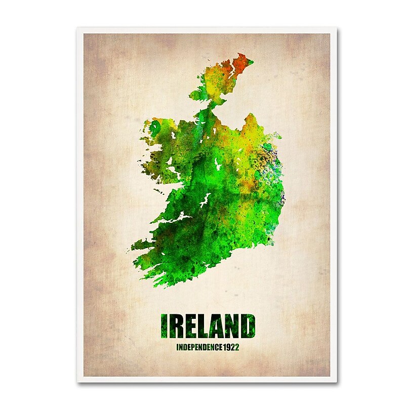Trademark Fine Art 'Ireland Watercolor Map' 18" x 24" Canvas Art image 1