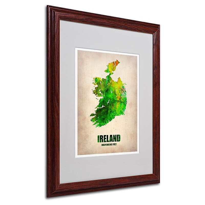 Trademark Fine Art 'Ireland Watercolor Map' 16" x 20" Wood Frame Art image 1