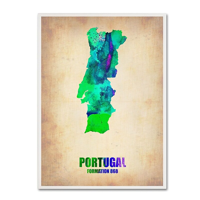 Trademark Fine Art 'Portugal Watercolor Map' 18" x 24" Canvas Art image 1