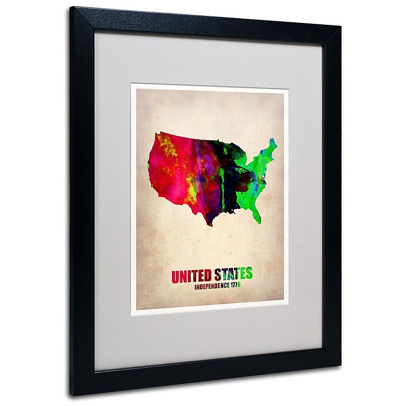 Trademark Fine Art 'United States Watercolor Map' 16" x 20" Black Frame Art image 1