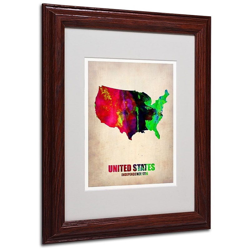 Trademark Fine Art 'United States Watercolor Map' 11" x 14" Wood Frame Art image 1
