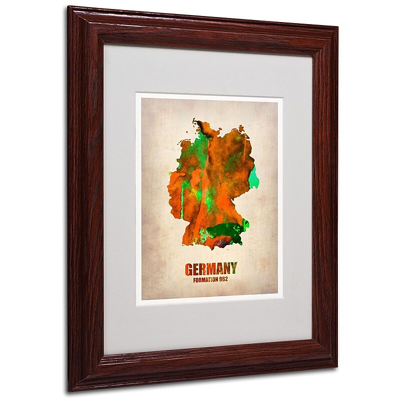 Trademark Fine Art 'Germany Watercolor Map' 11" x 14" Wood Frame Art image 1