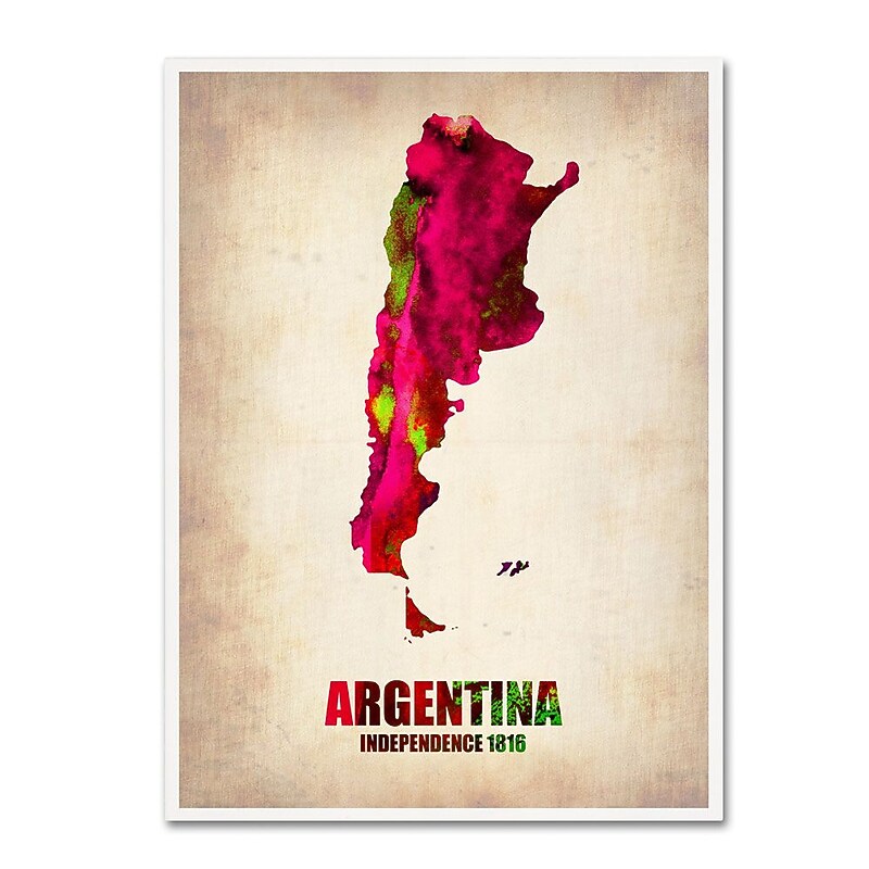 Trademark Fine Art 'Argentina Watercolor Map' 35" x 47" Canvas Art image 1