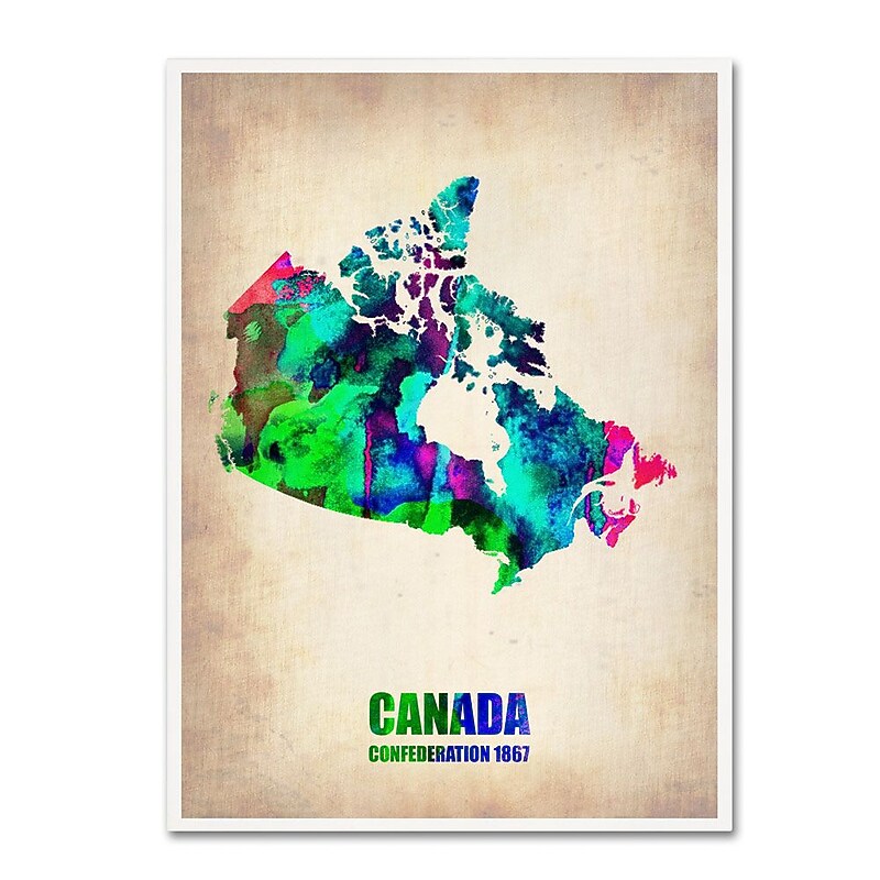 Trademark Fine Art 'Canada Watercolor Map' 14" x 19" Canvas Art image 1