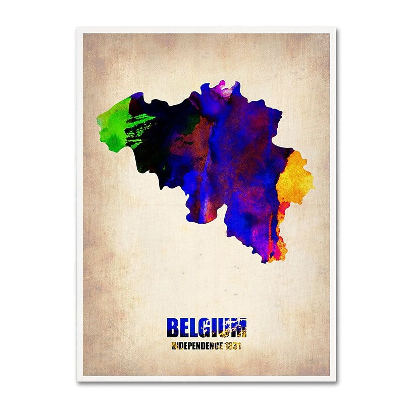 Trademark Fine Art 'Belgium Watercolor Map' 18" x 24" Canvas Art image 1