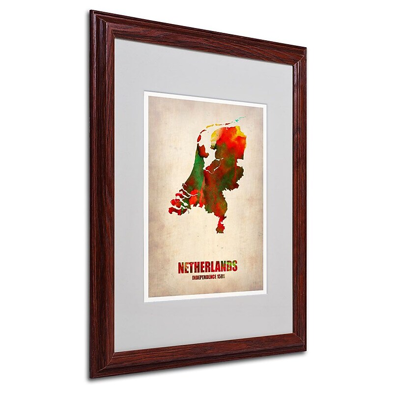 Trademark Fine Art 'Netherlands Watercolor Map' 16" x 20" Wood Frame Art image 1
