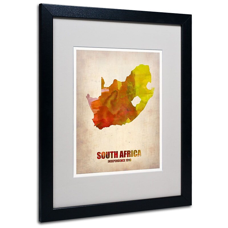 Trademark Fine Art 'South Africa Watercolor Map' 16" x 20" Black Frame Art image 1