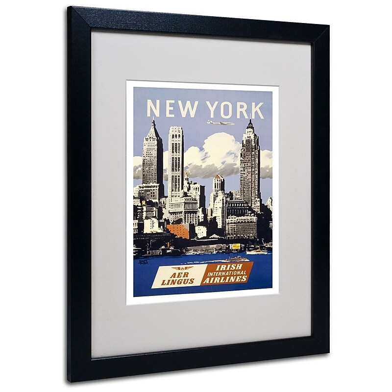 Trademark Fine Art 'Trav NY Aer Lingus' 16" x 20" Black Frame Art image 1