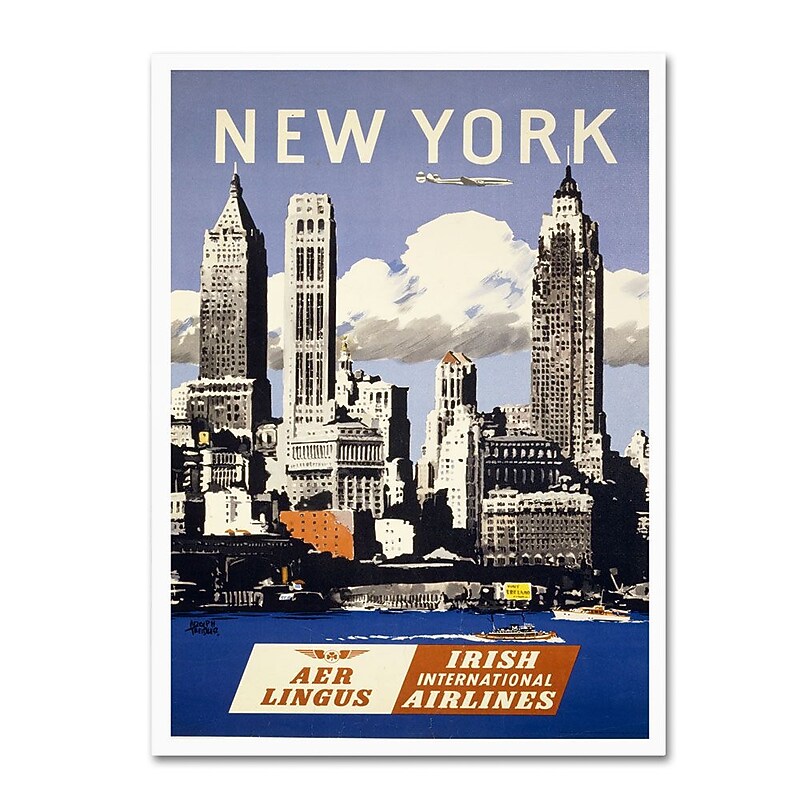 Trademark Fine Art 'Trav NY Aer Lingus' 16" x 24" Canvas Art image 1