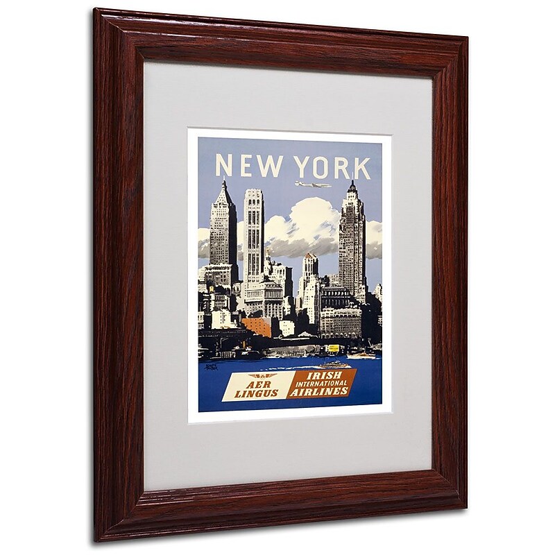 Trademark Fine Art 'Trav NY Aer Lingus' 11" x 14" Wood Frame Art image 1