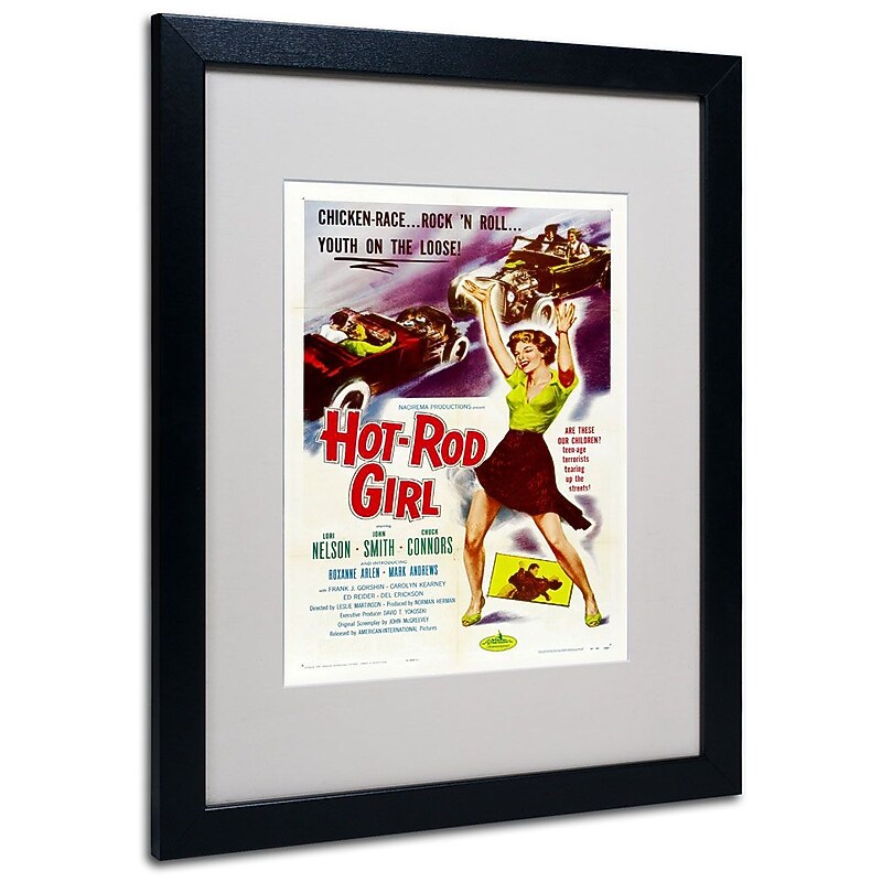 Trademark Fine Art 'Hot Rod Girl' 16" x 20" Black Frame Art image 1