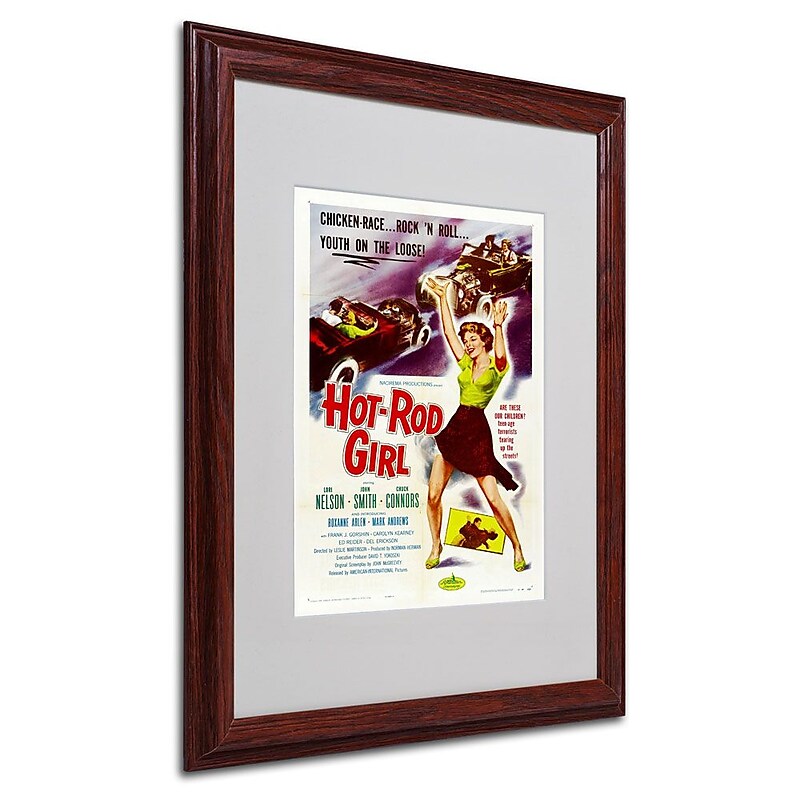 Trademark Fine Art 'Hot Rod Girl' 16" x 20" Wood Frame Art image 1
