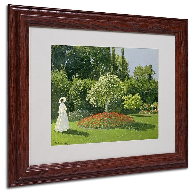 Trademark Fine Art 'Jeanne Marie Lecadre in the Garden' 11" x 14" Wood Frame Art image 1