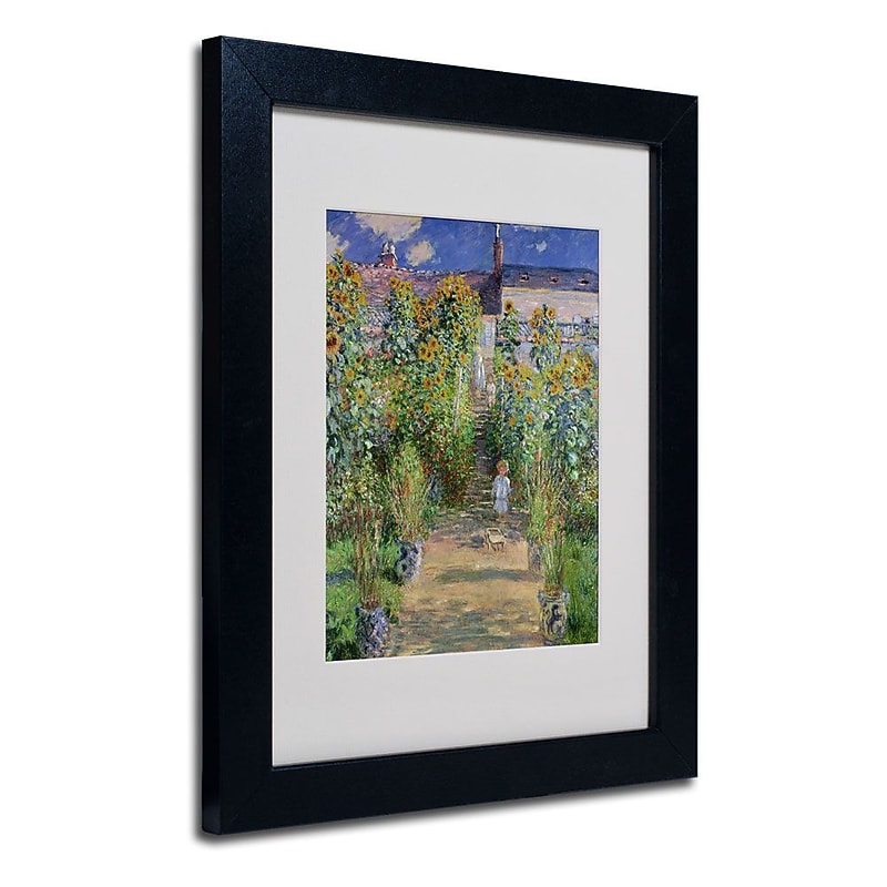 Trademark Fine Art 'The Artist's Garden at Vetheuil' 11" x 14" Black Frame Art image 1