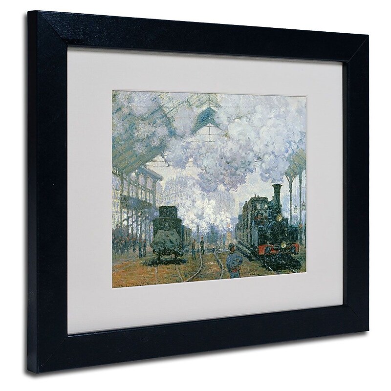 Trademark Fine Art 'Gare Saint-Lazare Arrival of a Train' 11" x 14" Black Frame Art image 1