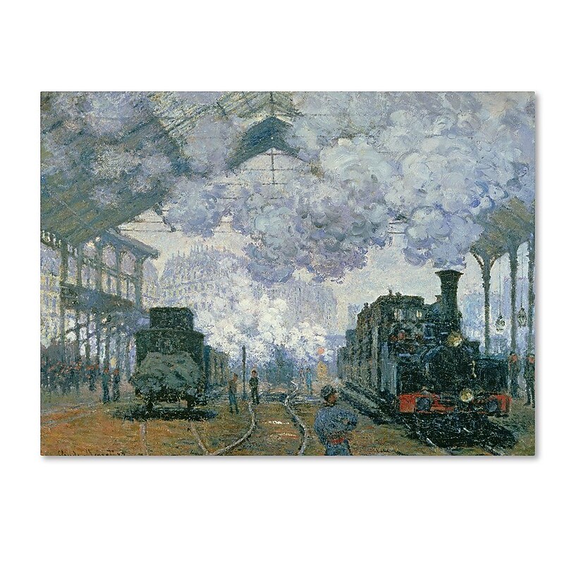 Trademark Fine Art 'Gare Saint-Lazare Arrival of a Train' 35" x 47" Canvas Art image 1