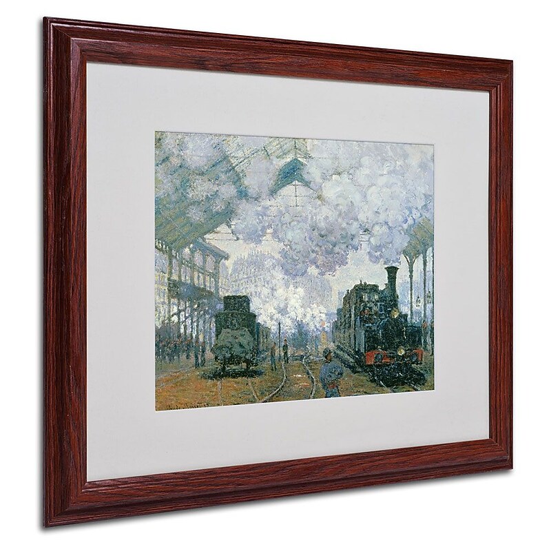 Trademark Fine Art 'Gare Saint-Lazare Arrival of a Train' 16" x 20" Wood Frame Art image 1