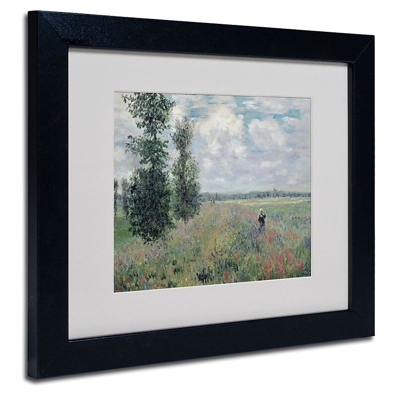 Trademark Fine Art 'The Poppy Field' 11" x 14" Black Frame Art image 1