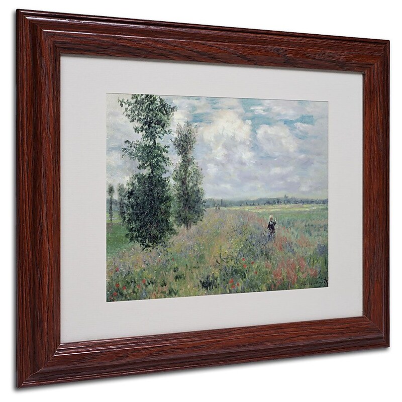 Trademark Fine Art 'The Poppy Field' 11" x 14" Wood Frame Art image 1