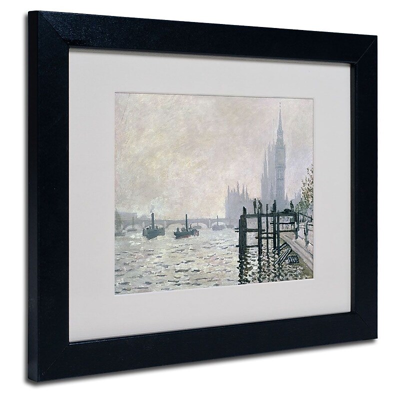Trademark Fine Art 'The Thames Below Westminster' 11" x 14" Black Frame Art image 1