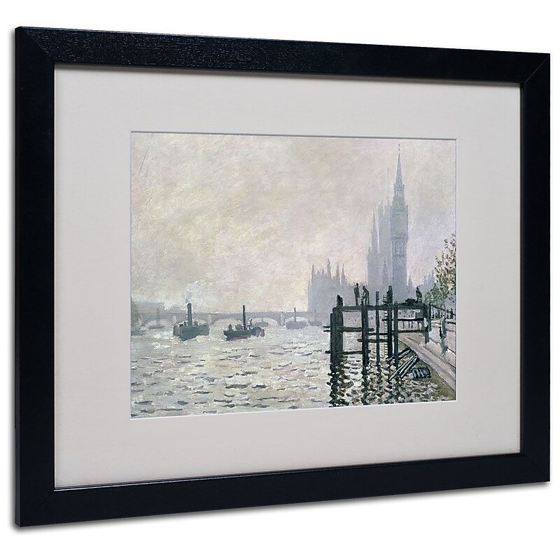 Trademark Fine Art 'The Thames Below Westminster' 16" x 20" Black Frame Art image 1