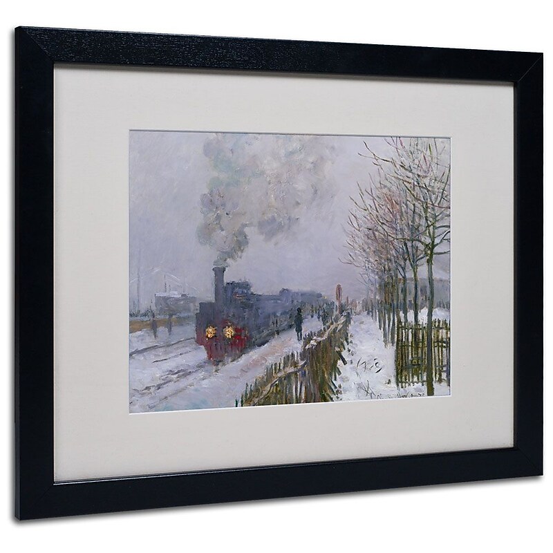 Trademark Fine Art 'Train In the Snow' 16" x 20" Black Frame Art image 1
