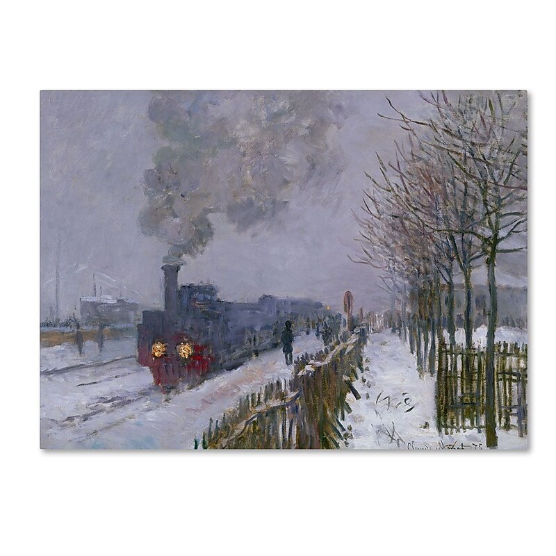 Trademark Fine Art 'Train In the Snow' 24" x 32" Canvas Art image 1