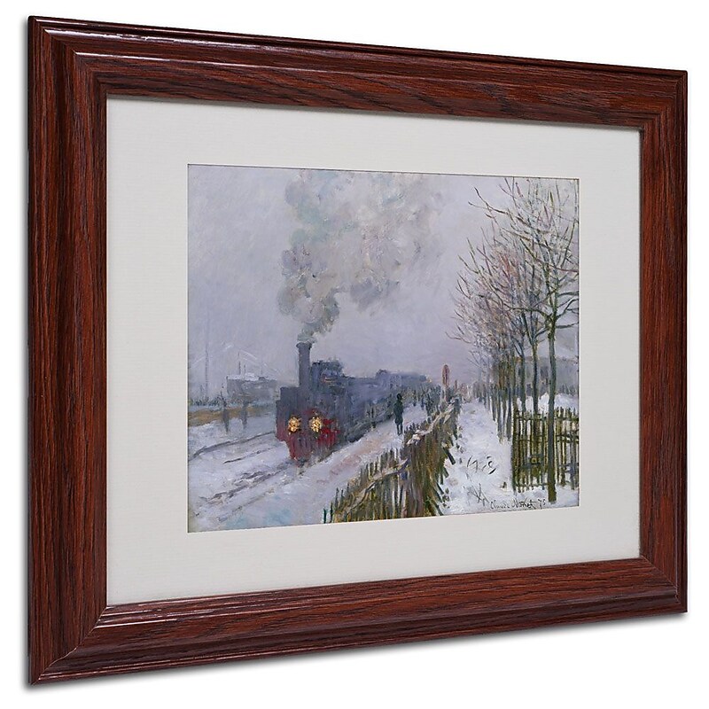 Trademark Fine Art 'Train In the Snow' 11" x 14" Wood Frame Art image 1