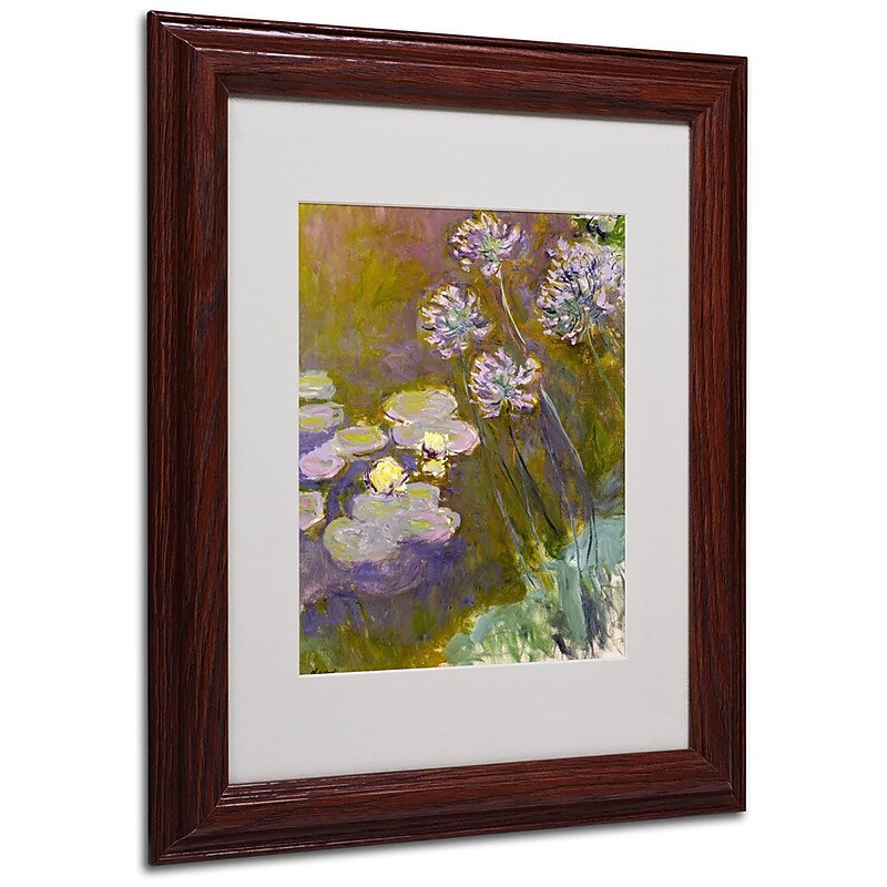 Trademark Fine Art 'Waterlilies and Agapanthus' 11" x 14" Wood Frame Art image 1