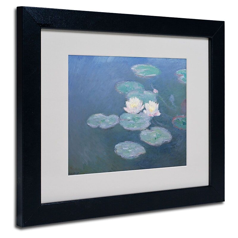 Trademark Fine Art 'Waterlilies Evening' 11" x 14" Black Frame Art image 1