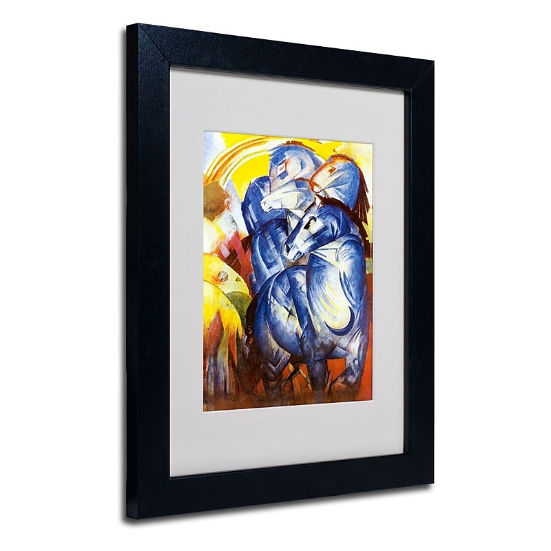 Trademark Fine Art 'A Tower of Blue Horses' 11" x 14" Black Frame Art image 1