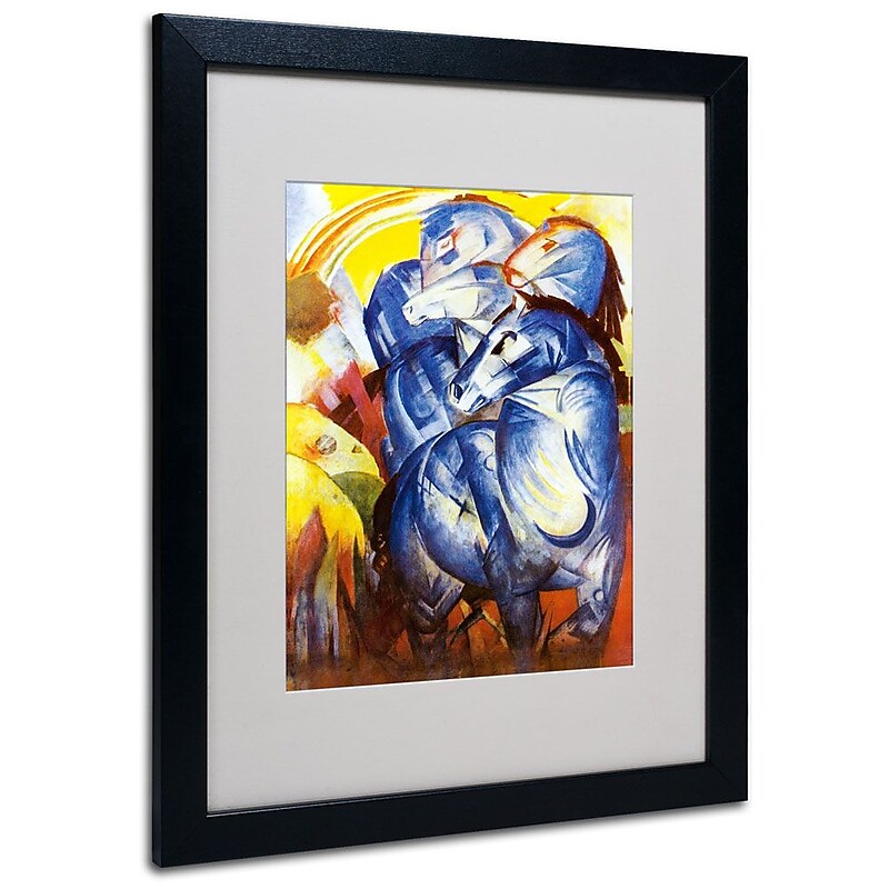 Trademark Fine Art 'A Tower of Blue Horses' 16" x 20" Black Frame Art image 1
