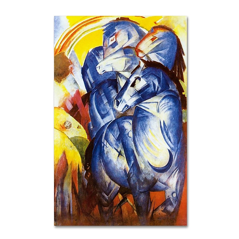 Trademark Fine Art 'A Tower of Blue Horses' 16" x 24" Canvas Art image 1