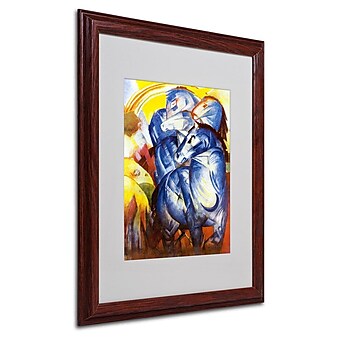 Trademark Fine Art 'A Tower of Blue Horses' 16" x 20" Wood Frame Art