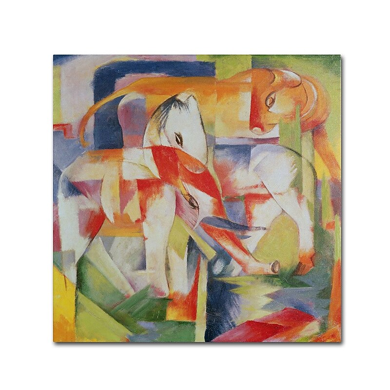Trademark Fine Art 'Elephant, Horse and Cow' 24" x 24" Canvas Art image 1
