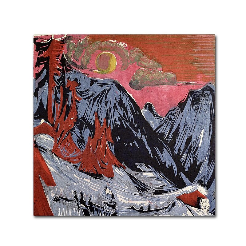 Trademark Fine Art 'Mountains In Winter' 14" x 14" Canvas Art image 1