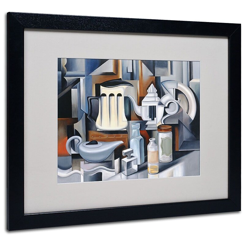 Trademark Fine Art 'Still Life With Teapots' 16" x 20" Black Frame Art image 1
