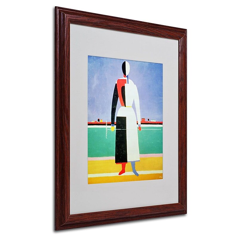 Trademark Fine Art 'Woman With Rake' 16" x 20" Wood Frame Art image 1