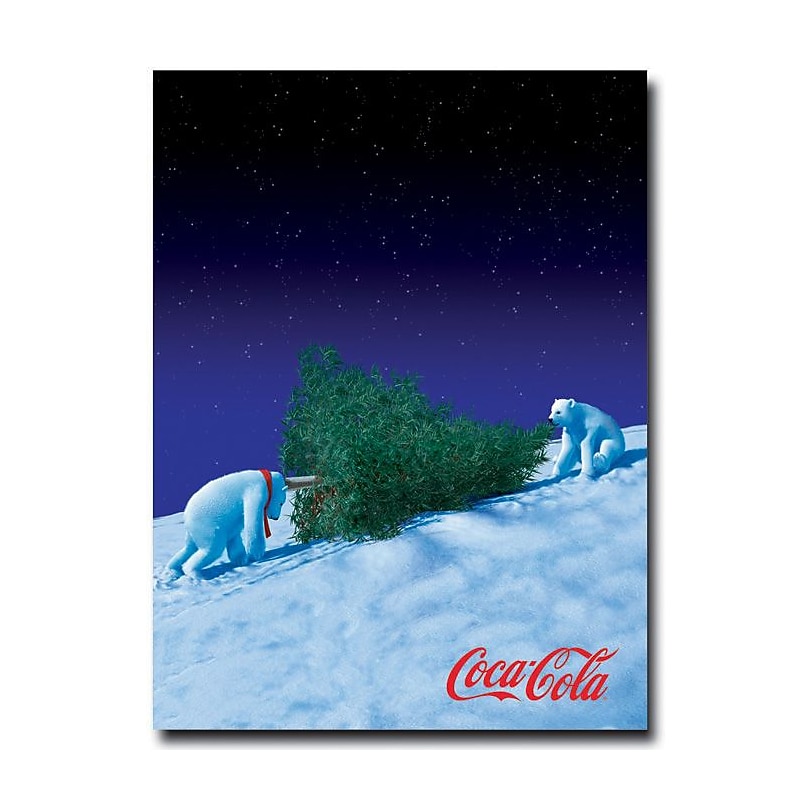 Trademark Fine Art 'Coke Polar Bears with Christmas Tree' 28" x 36" Canvas Art image 1