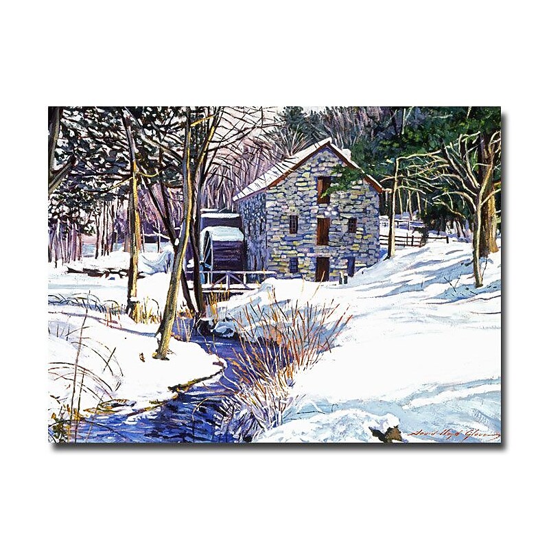Trademark Fine Art 'Snow Mill' 24" x 32" Canvas Art image 1