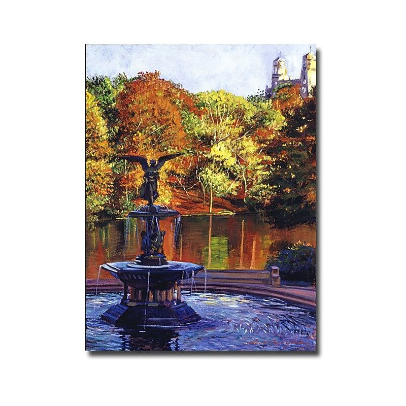 Trademark Fine Art 'Fountain at Central Park' 24" x 32" Canvas Art image 1