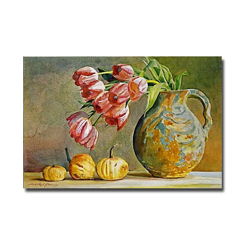 Trademark Fine Art 'Soft Tulips in the Pottery' 16" x 24" Canvas Art image 1